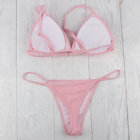 PINK TRIANGLE BIKINI CHEEKY BOTTOM PUSH-UP - Picture 5 of 6